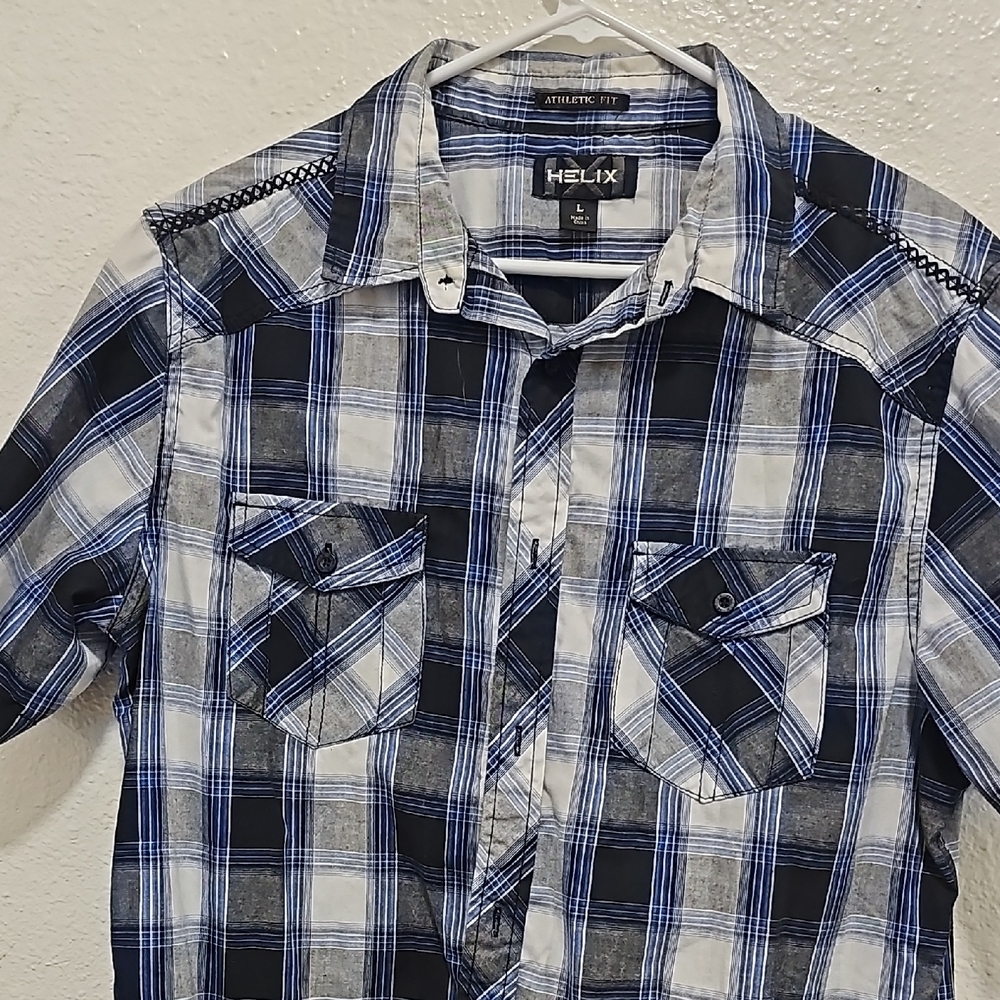 Helix Blue Casual Button Down Shirt